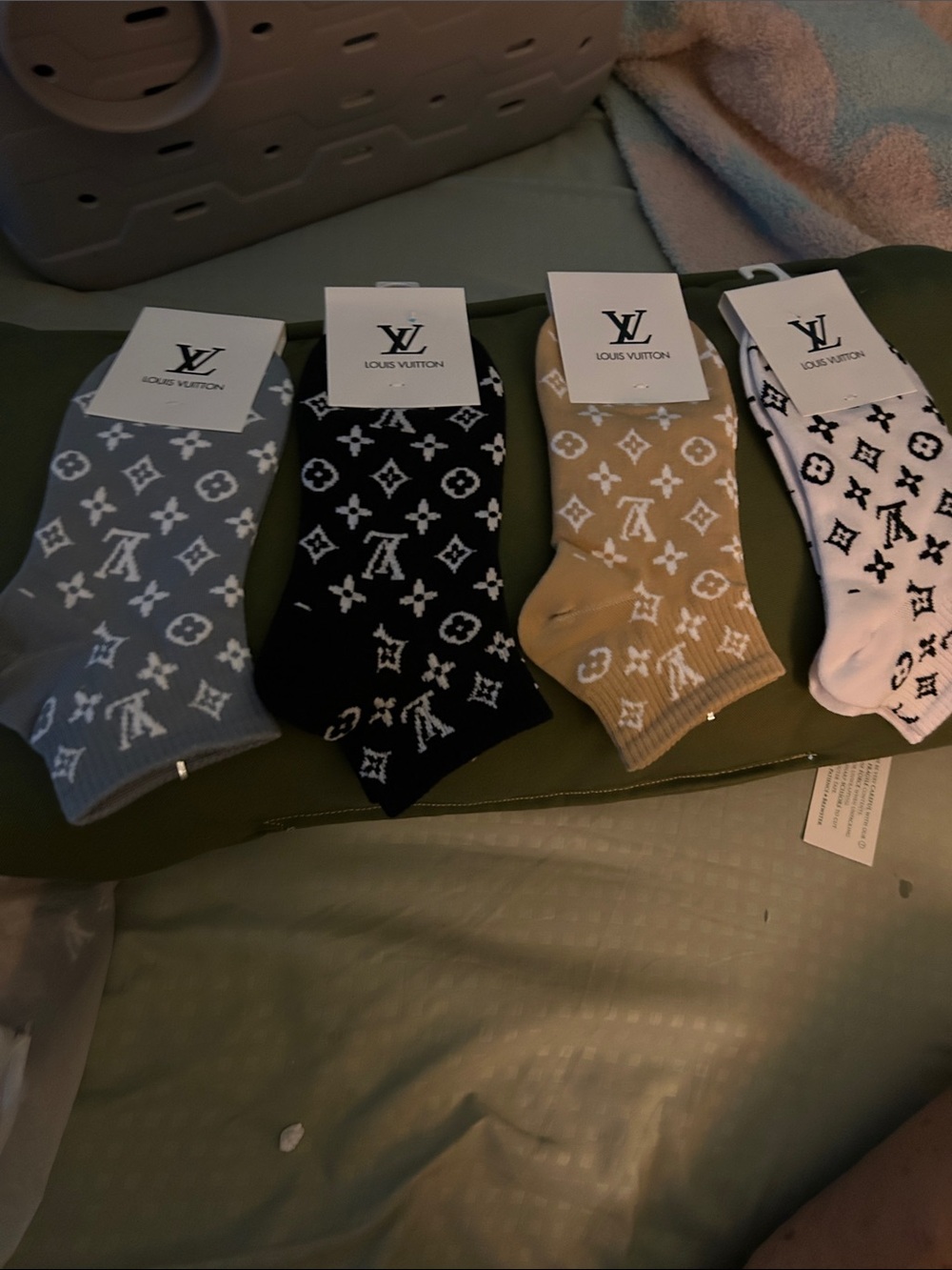 Louis Vuitton Monogram Ankle Socks - Gray, Black, Tan, White